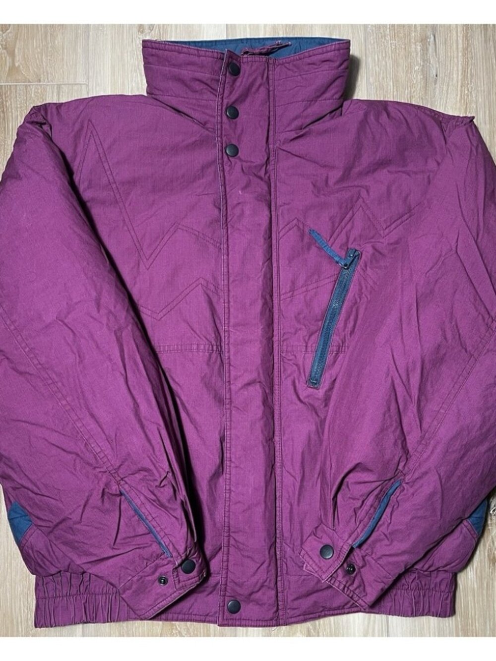 GANT Purple Down Full Zip Snap Button Puffer Bomber Jacket - Men Size Medium